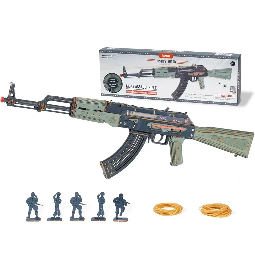 ROKR AK-47 Assault Rifle 3D Wooden Puzzle DIY Justice Guard Kit